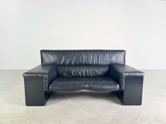 Original Knoll Brigadier Zweisitzer Leder schwarz Cini Boeri 1980