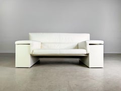 Original Knoll Brigadier Zweisitzer Leder weiß Cini Boeri 1980