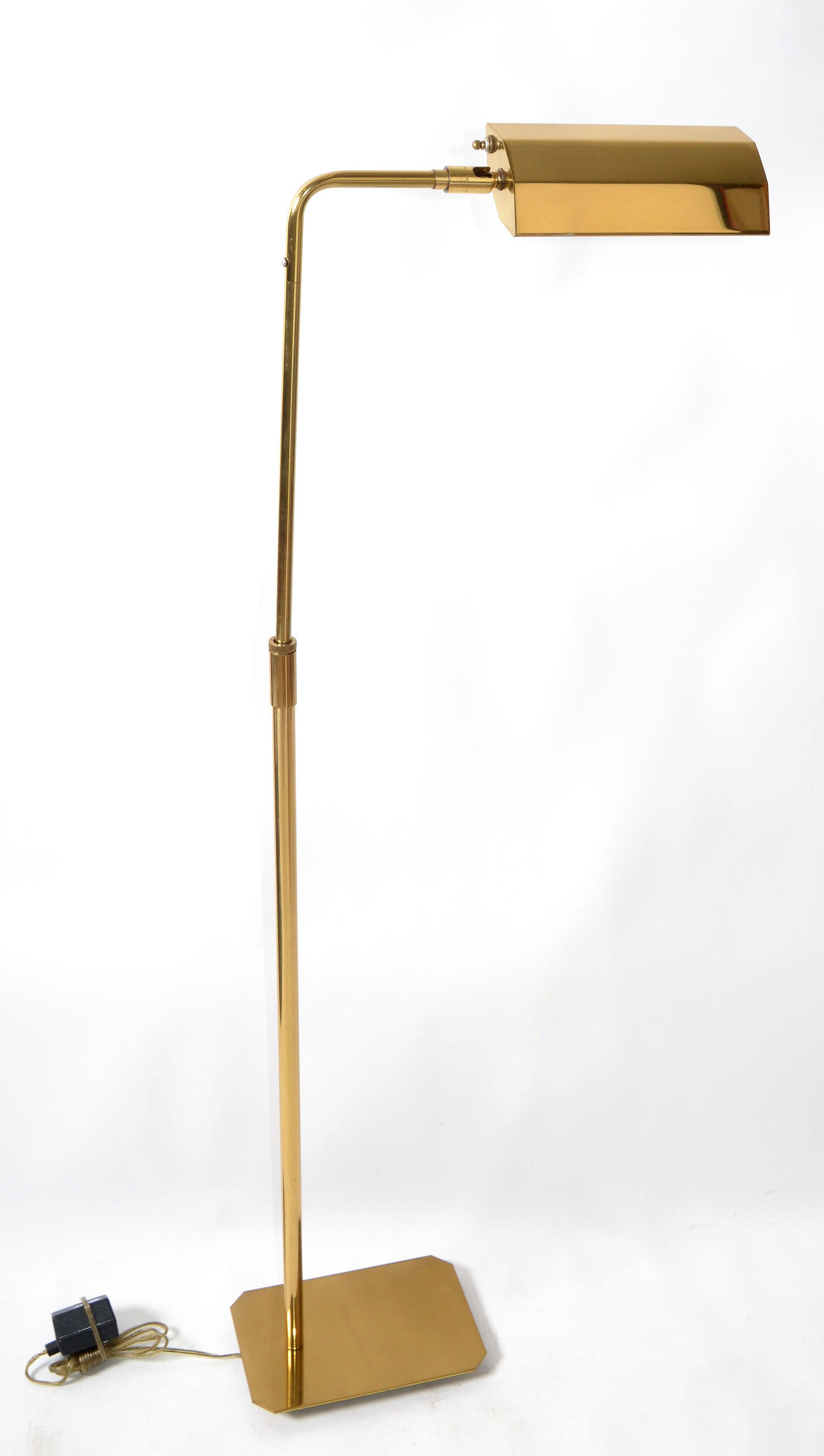 Original Koch & Lowy Articulated Polished Brass Floor Lamp Mid-Century Modern For Sale 7