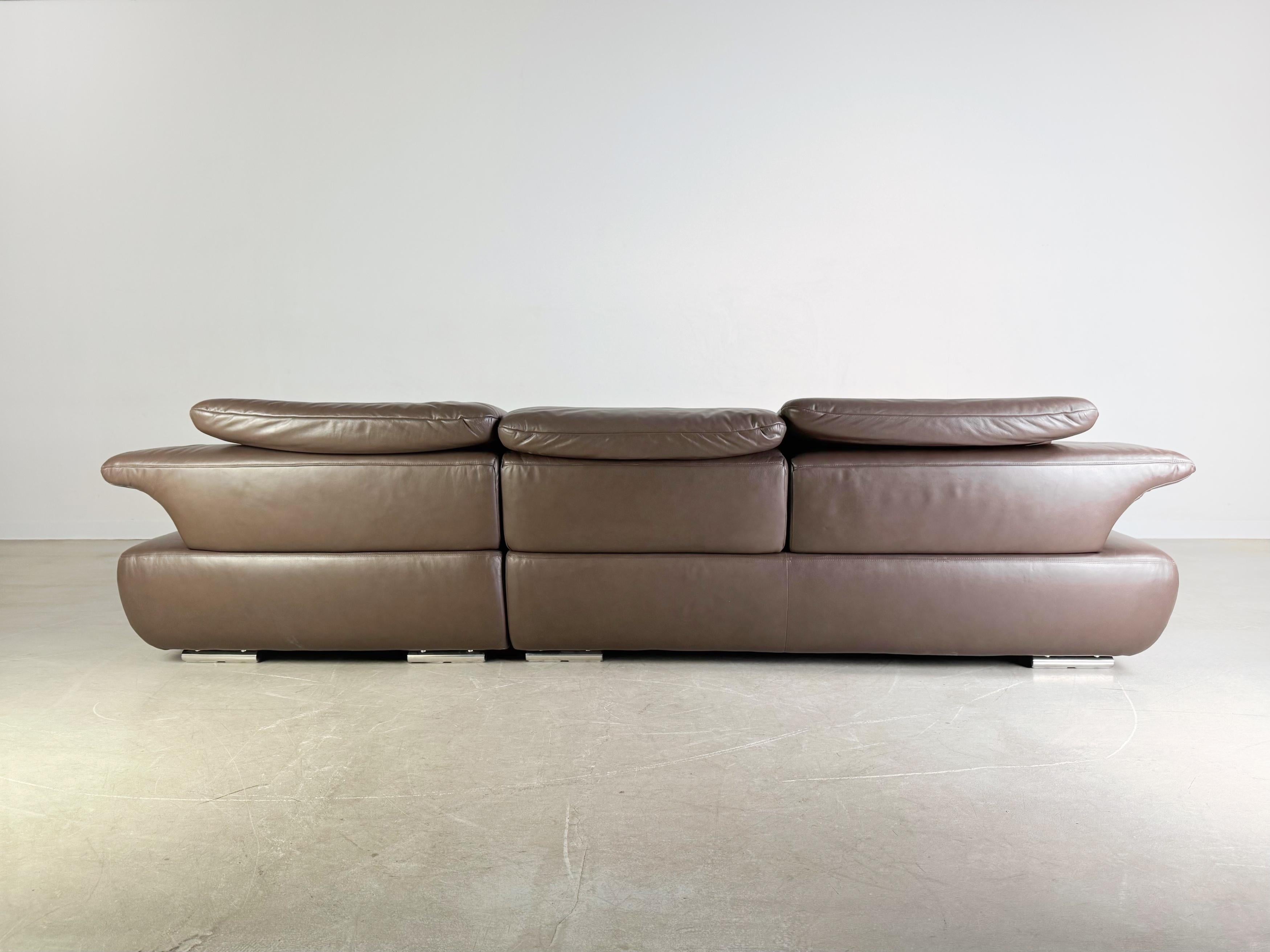 Original Koinor Avanti Ecksofa Couch Design Leder braun en vente 5