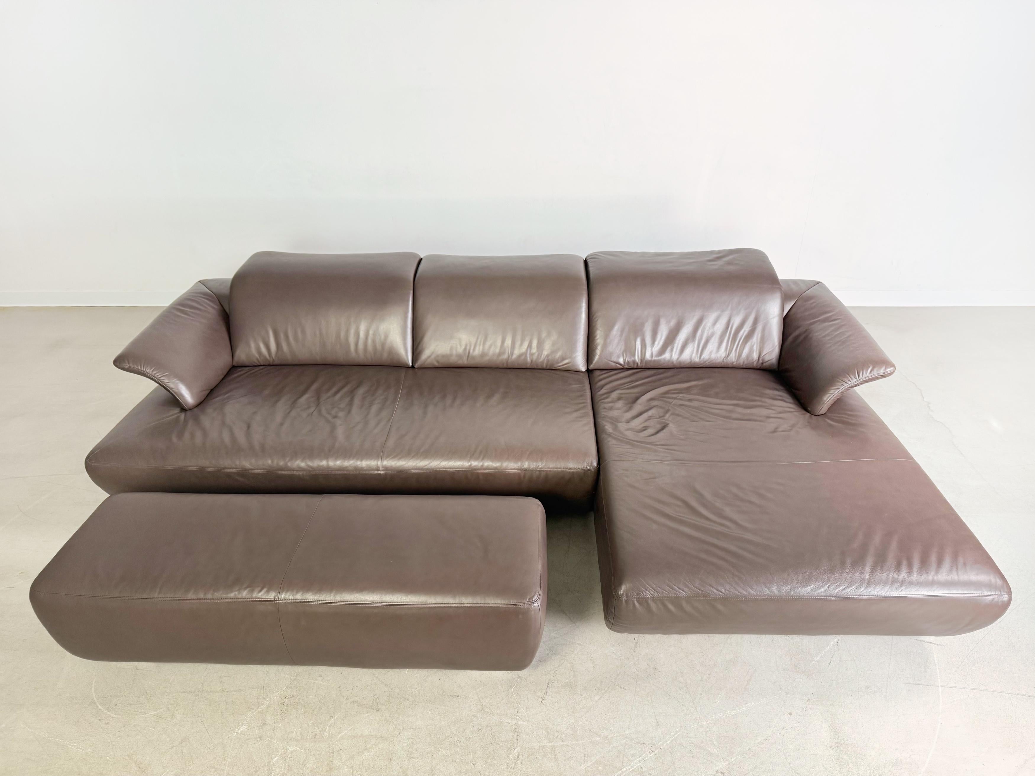 Allemand Original Koinor Avanti Ecksofa Couch Design Leder braun en vente
