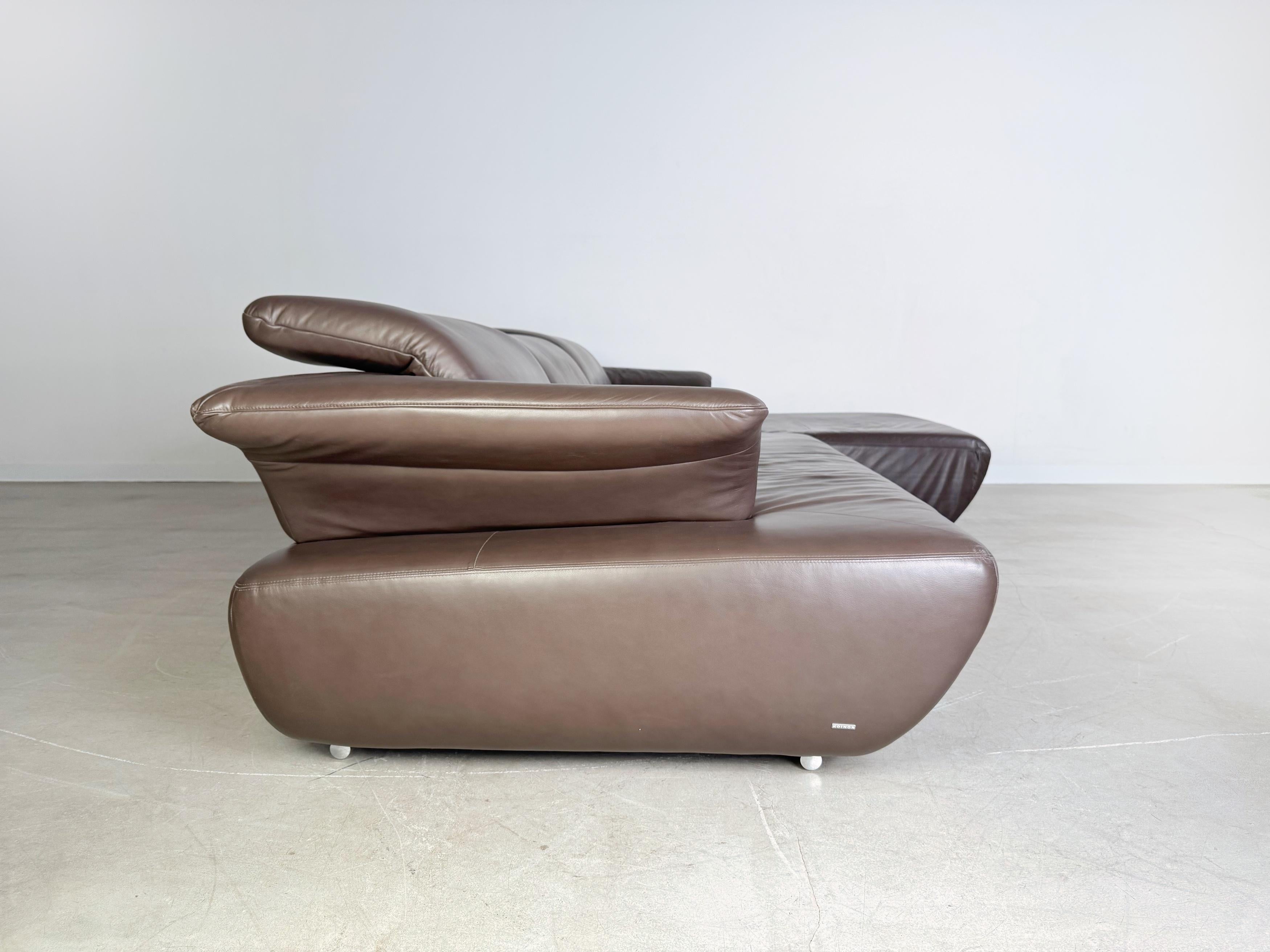 Original Koinor Avanti Ecksofa Couch Design Leder braun en vente 1