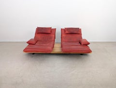 Original Koinor Free Motion 2 Edit Sofa Couch Eiche Leder rot