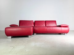 Divano originale Koinor Volare Divano di design Divano in pelle rosso ad angolo