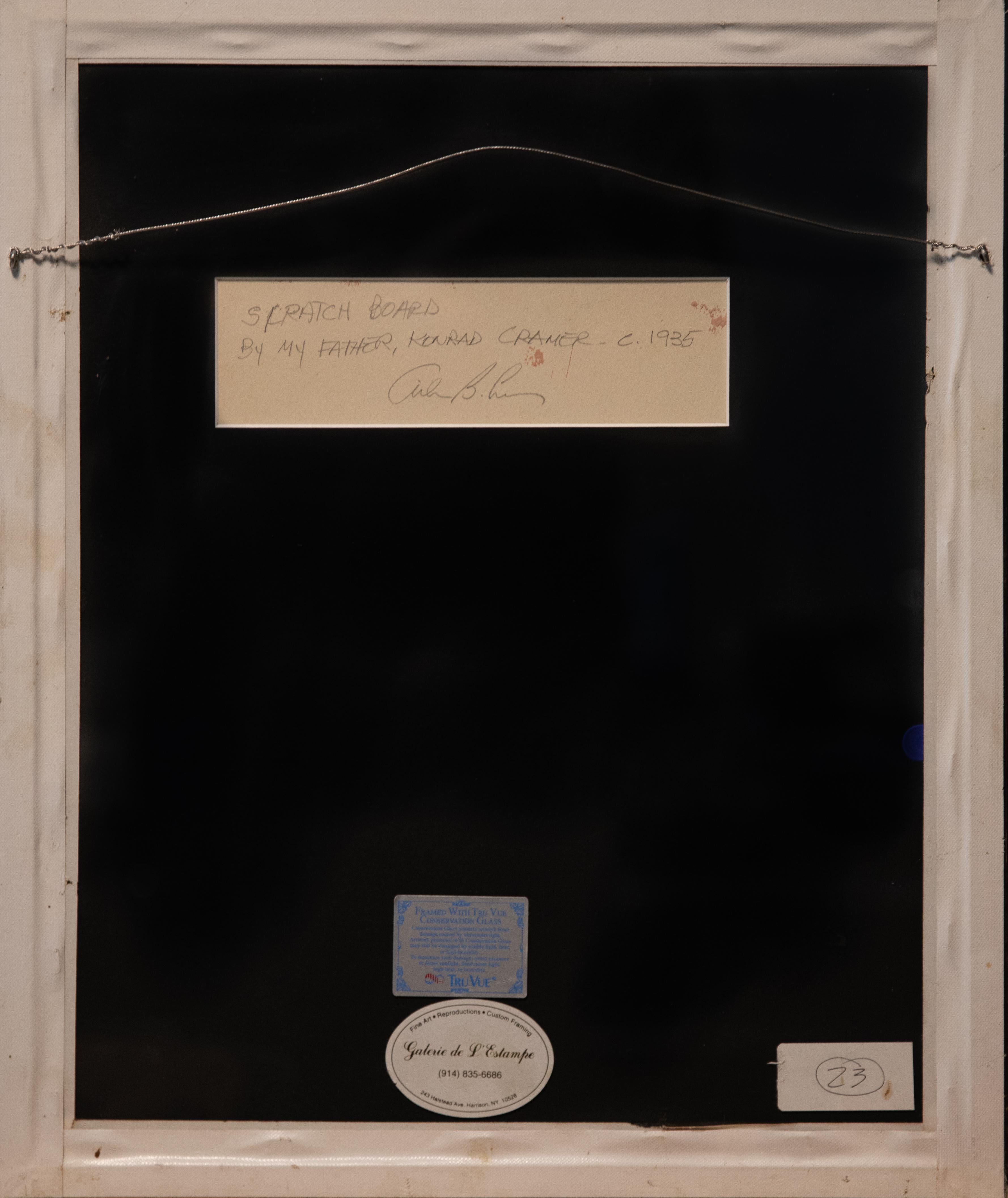 Original Konrad Cramer Sgraffito, circa 1935 In Good Condition In Kingston, NY