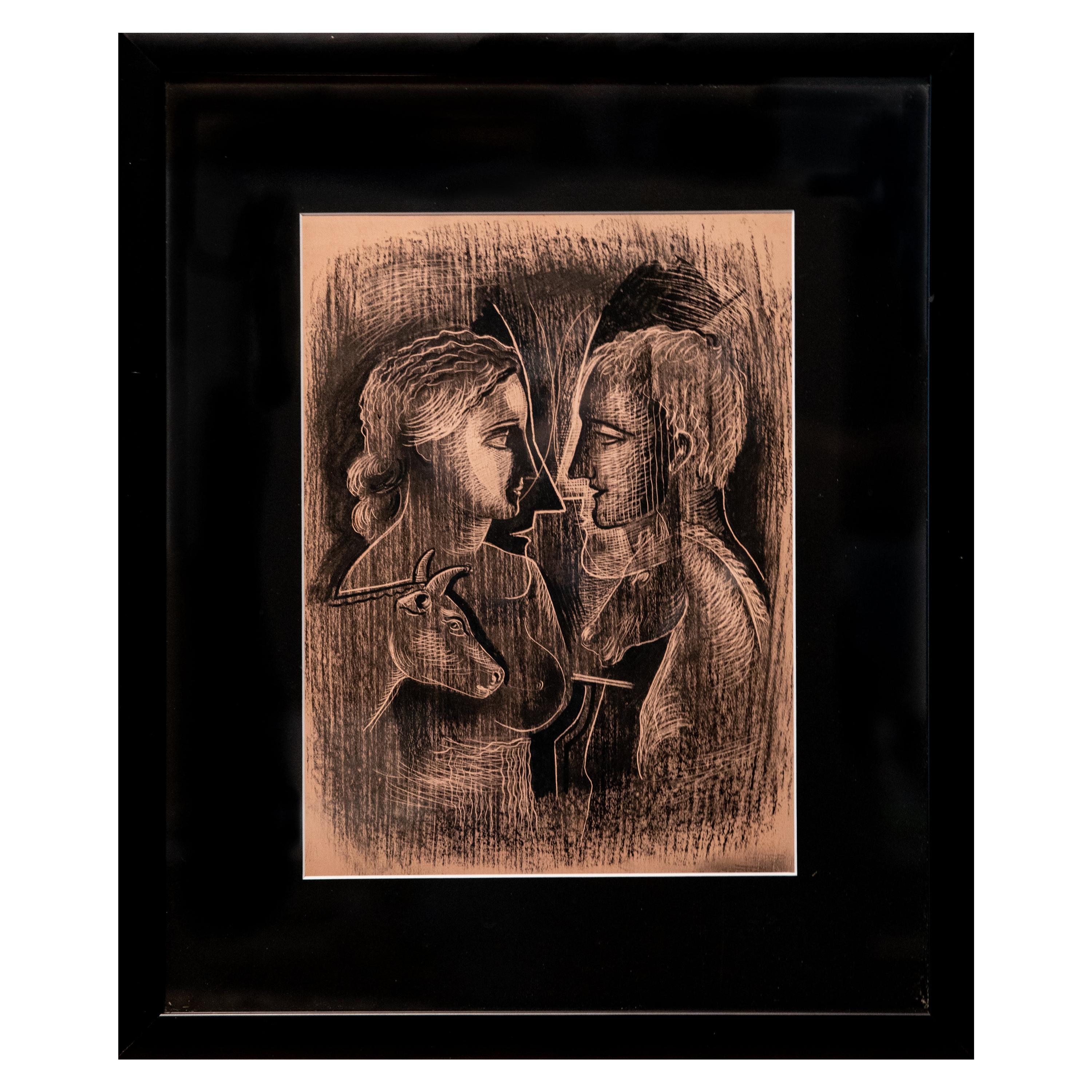 Original Konrad Cramer Sgraffito, circa 1935
