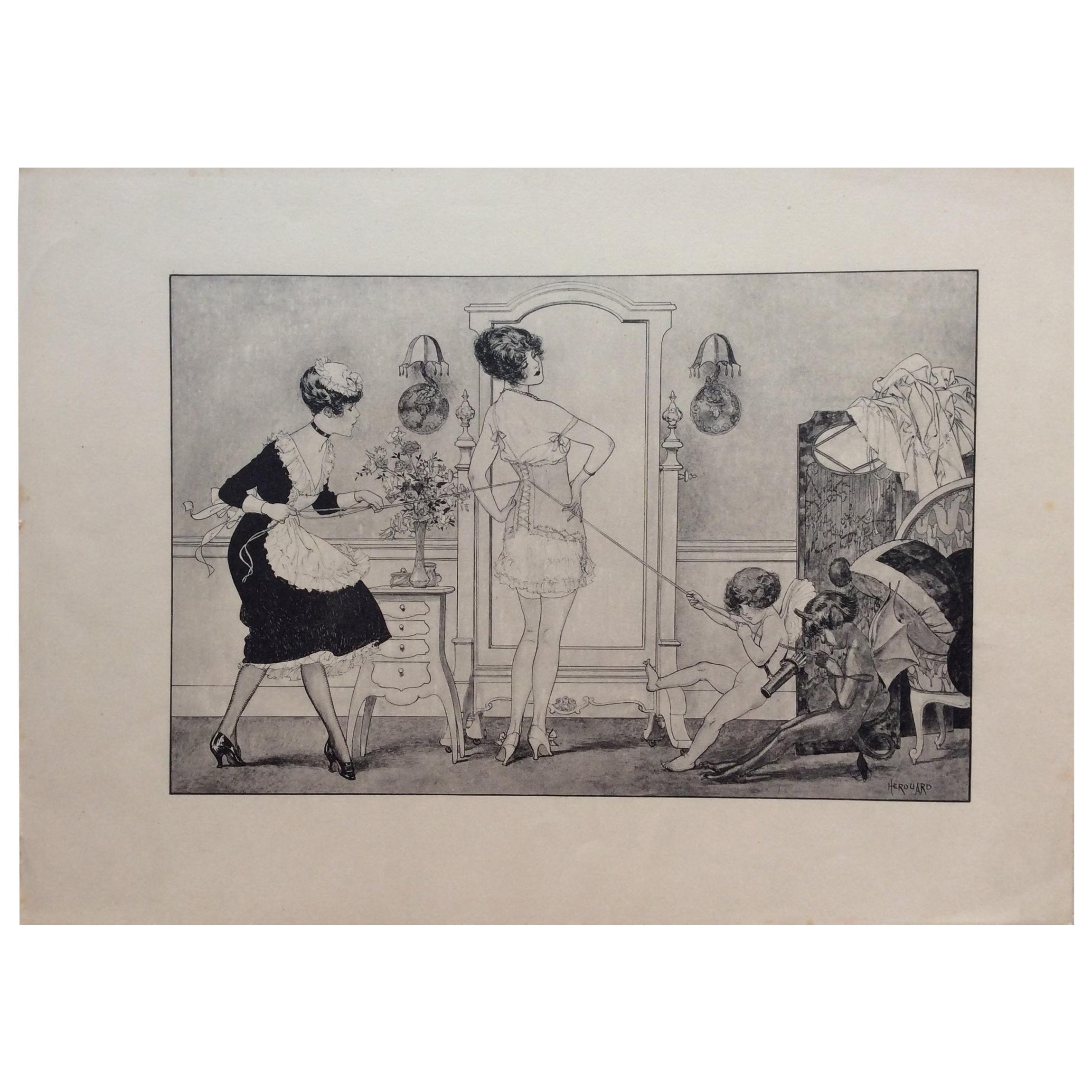 Original La Vie Parisienne Engraving Print by Celebrated Artist Herouard