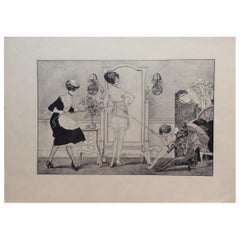 Antique Original La Vie Parisienne Engraving Print by Celebrated Artist Herouard