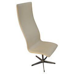Original Labelled Arne Jacobsen For Fritz Hansen Cream Leather "Oxford" Chair