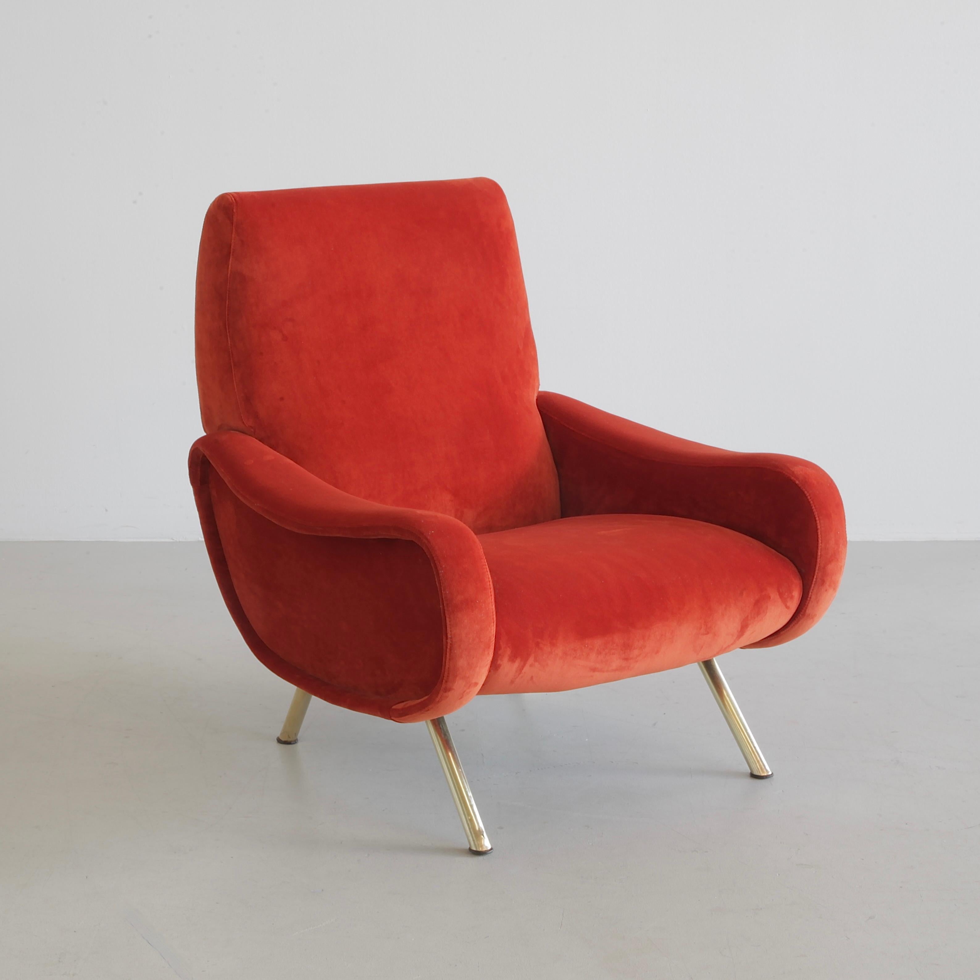Mid-Century moderno Poltrona LADY originale di Marco Zanuso, Arflex Italia (arancio bruciato) in vendita