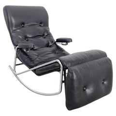 Original Lama Design Sessel Schaukelstuhl Leder schwarz Bauhaus