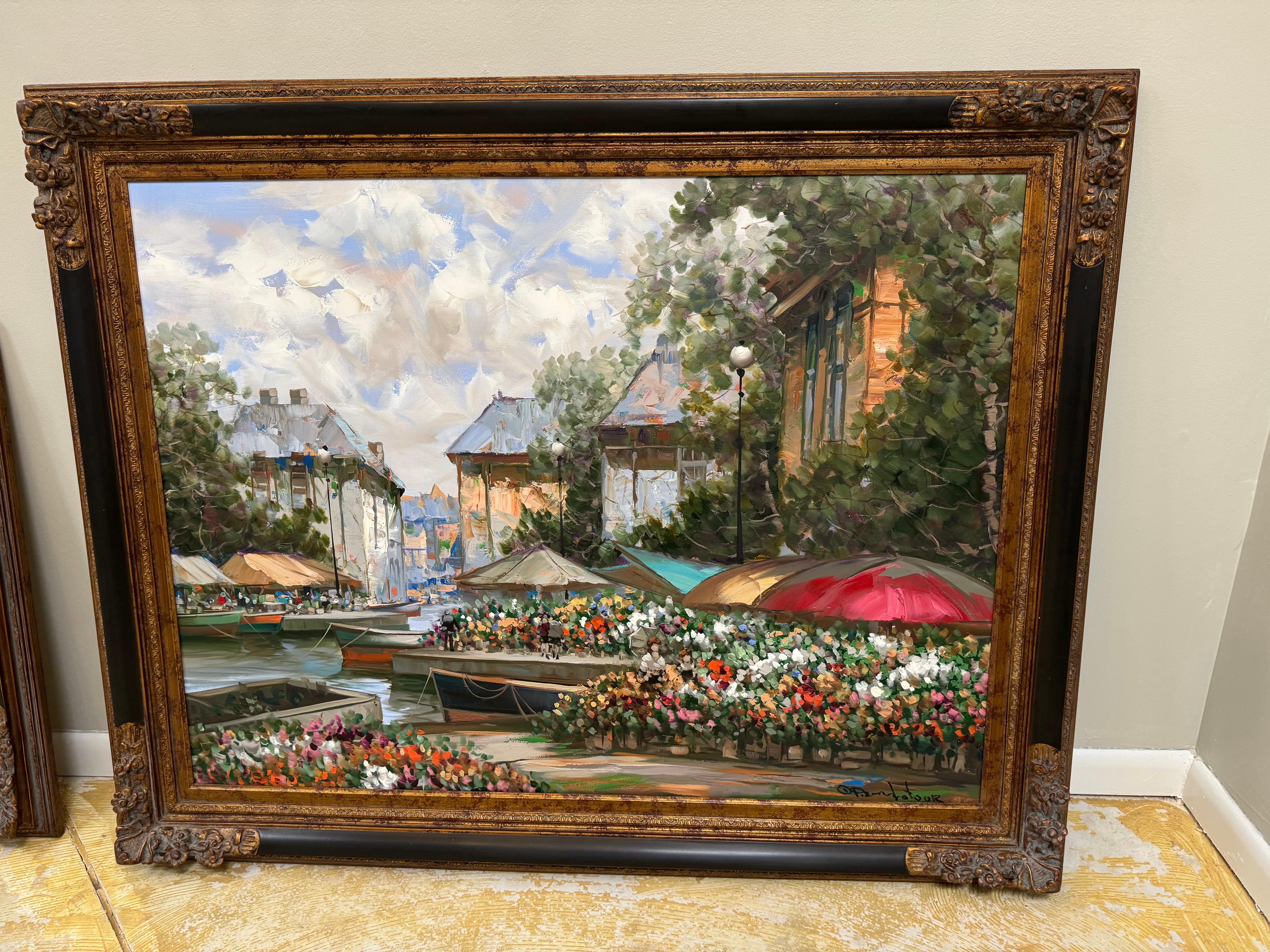 Original landscape oil painting on canvas signed by artist Pierre La tour In Good Condition In Birmingham, AL