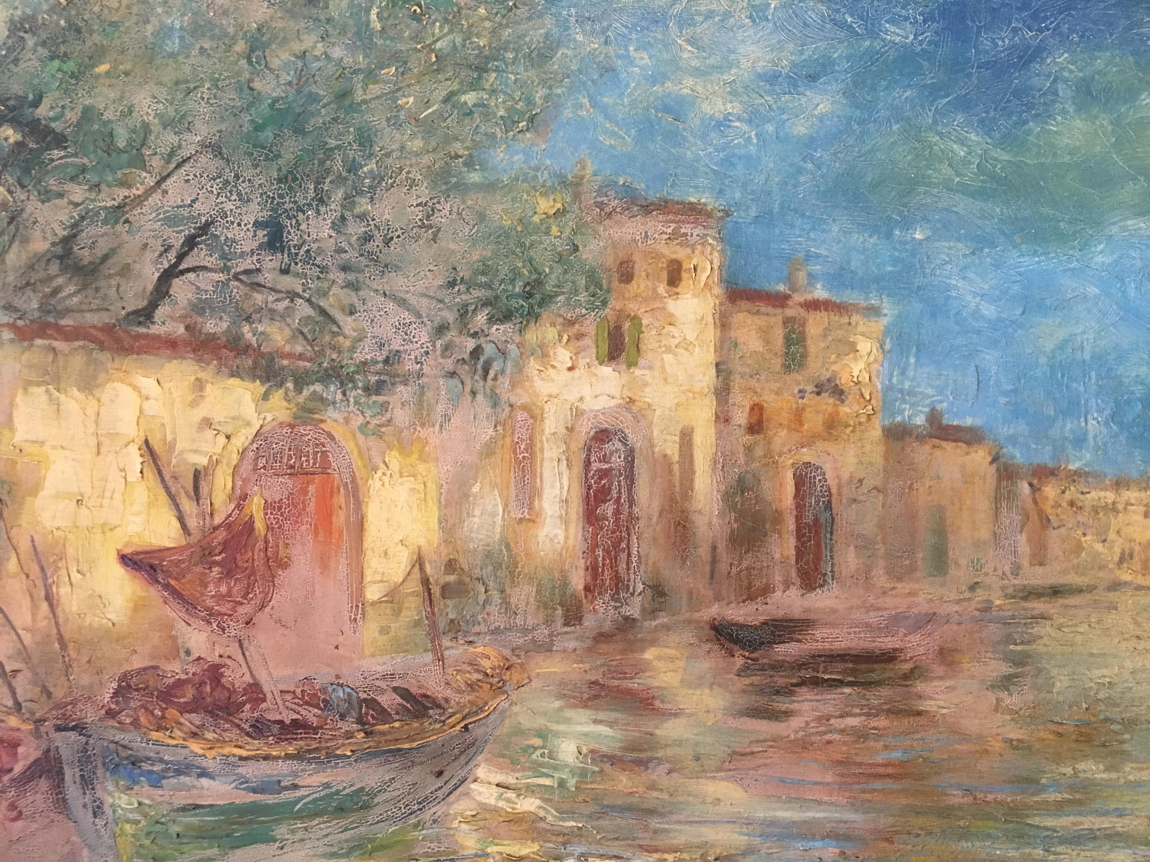 Peinture de paysage post-impressionniste française, signée Bon état - En vente à Miami, FL