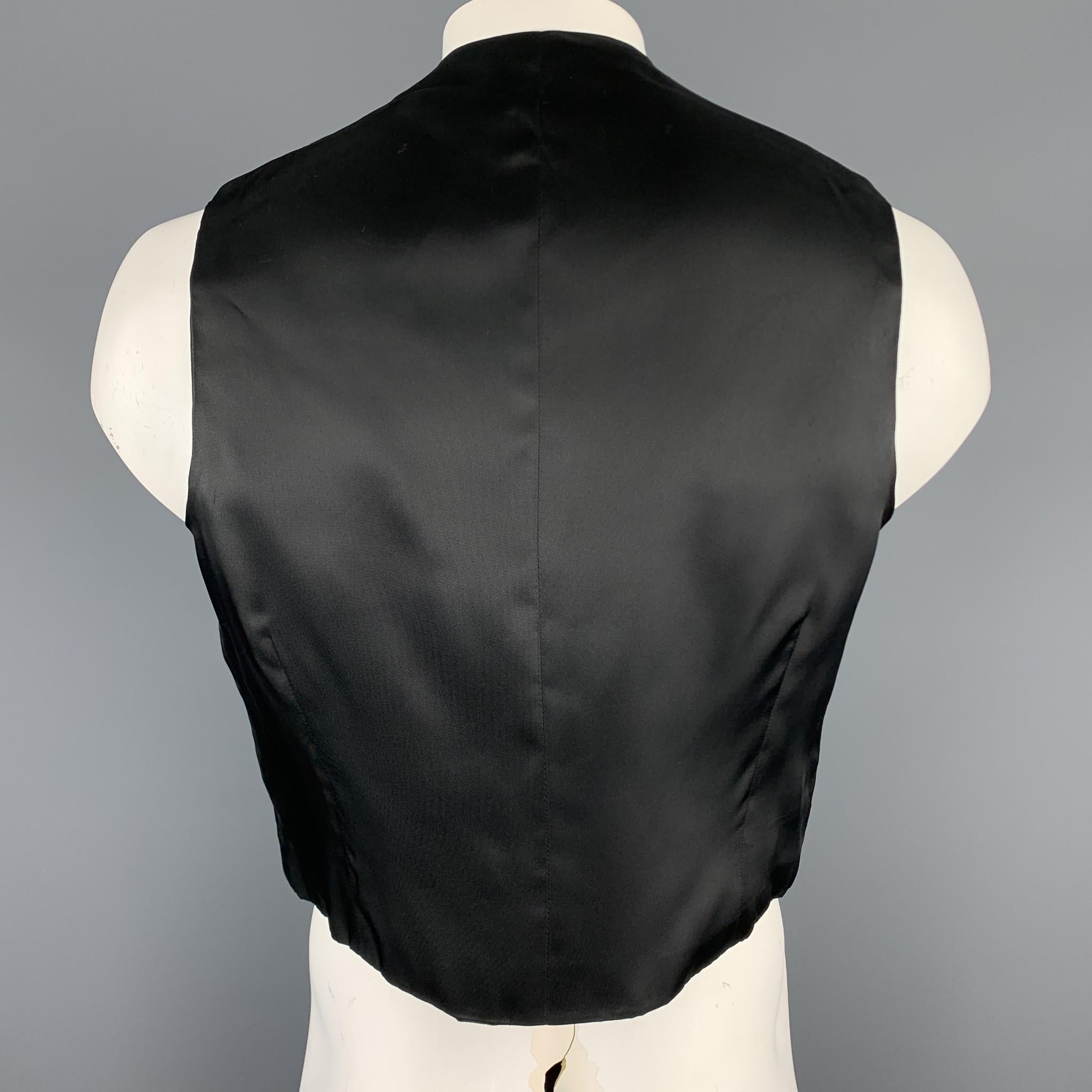 Men's ORIGINAL-LANZ Size 42 Black Rosette Embroidery Velvet Metal Buttoned Vest