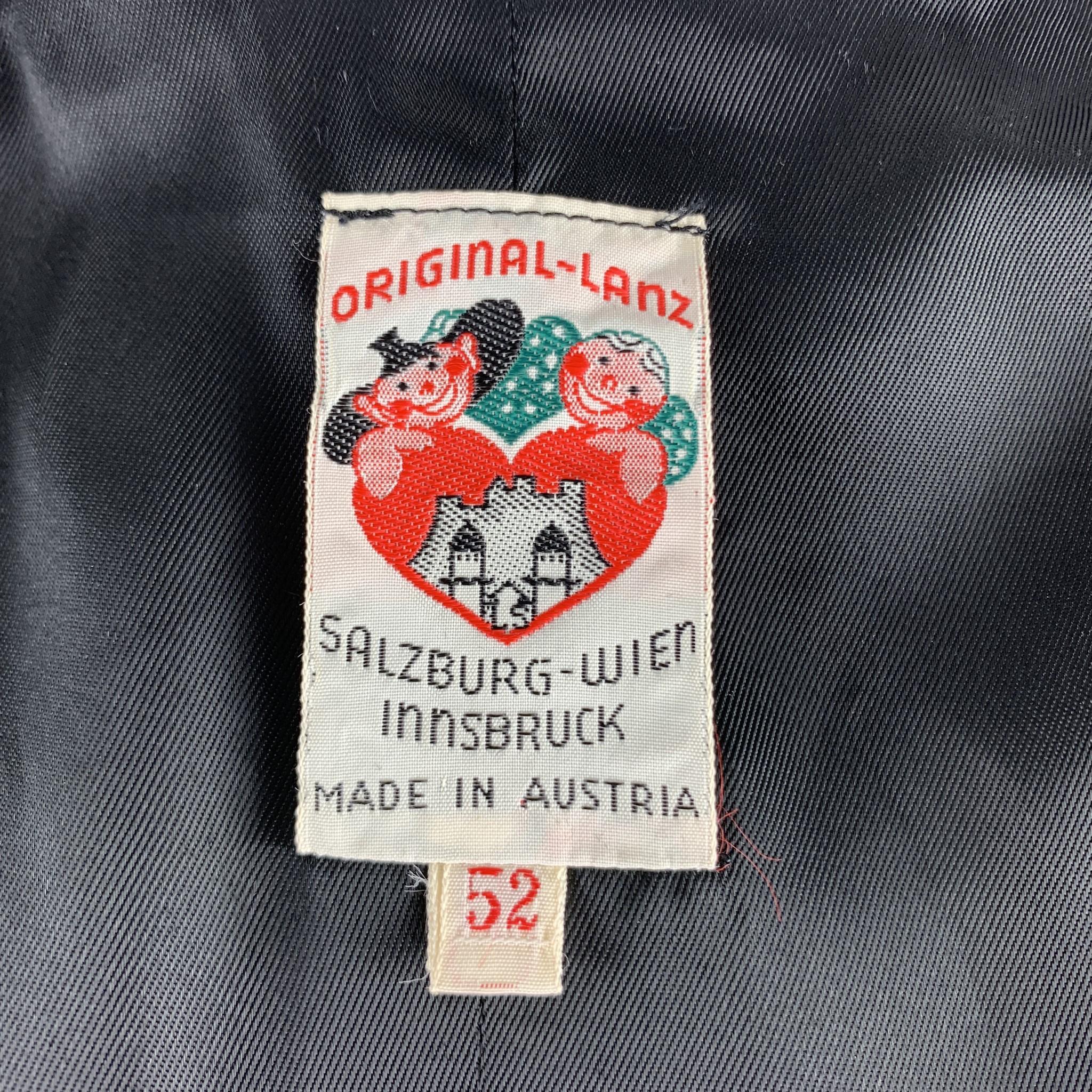 ORIGINAL-LANZ Size 42 Black Rosette Embroidery Velvet Metal Buttoned Vest 1