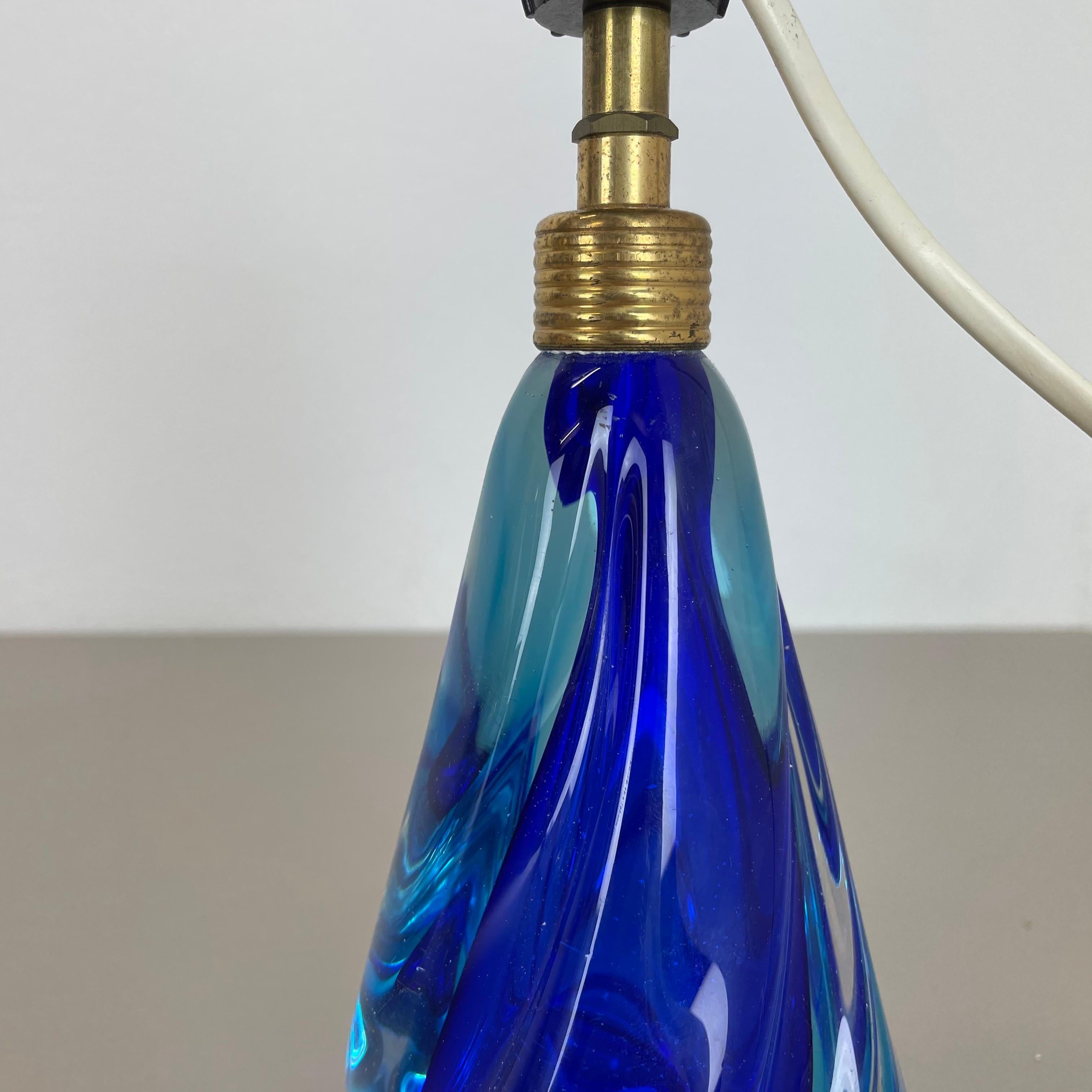 Original Large Sommerso Murano Glass Vetri Table Light Base, Italy, 1960s For Sale 11