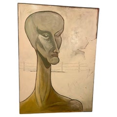 Pittura originale aliena di grandi dimensioni su tela firmata