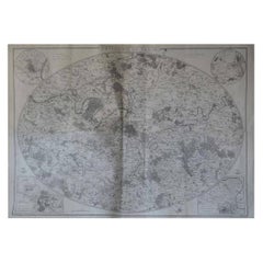 Original Large Vintage Map of Paris, France by John Dower, 1861