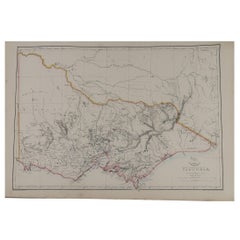 Large Original Antique Map of Victoria, Australia, 1861