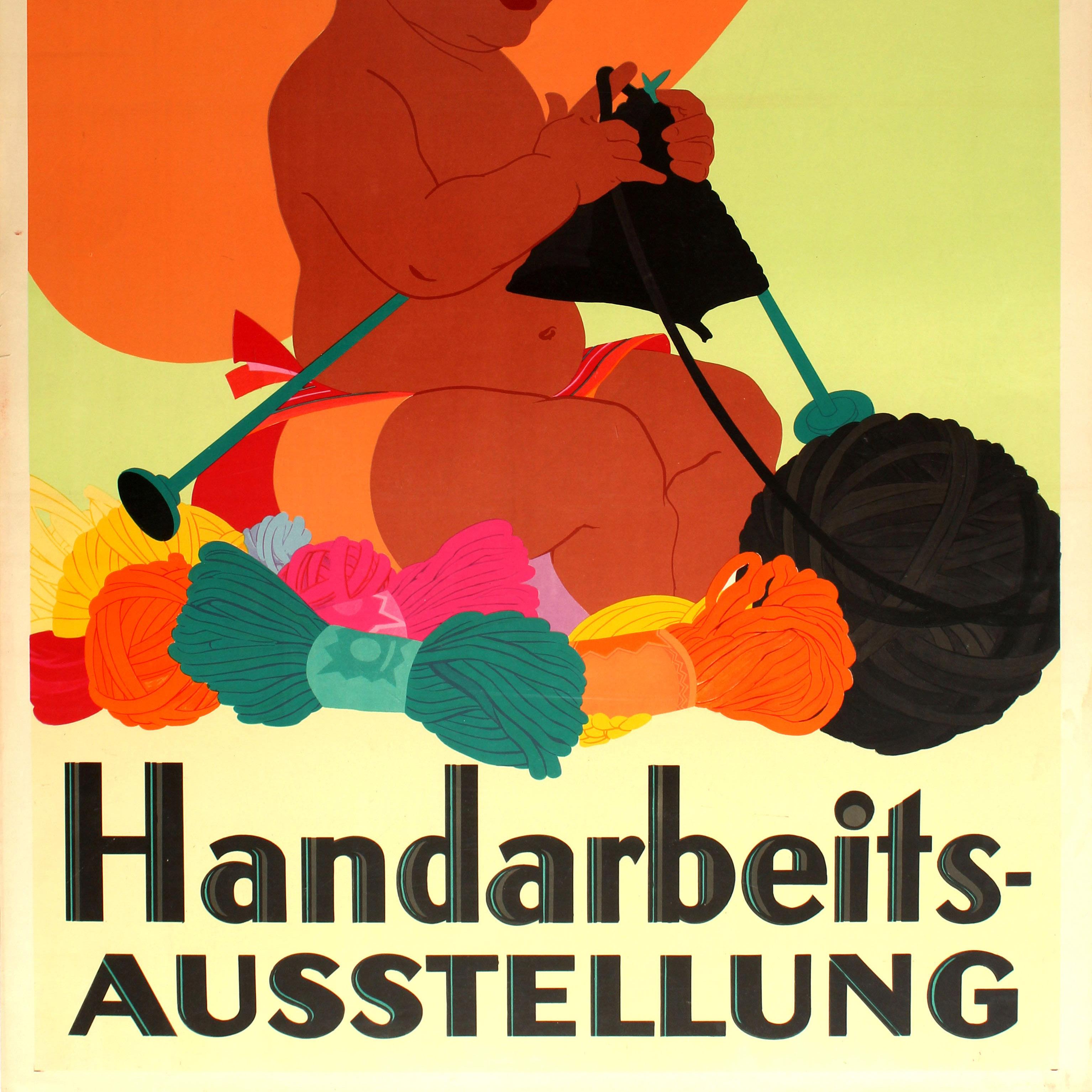 Original Large Art Deco Poster for an Exhibition of Handcrafts at KaDeWe Berlin In Good Condition For Sale In London, GB