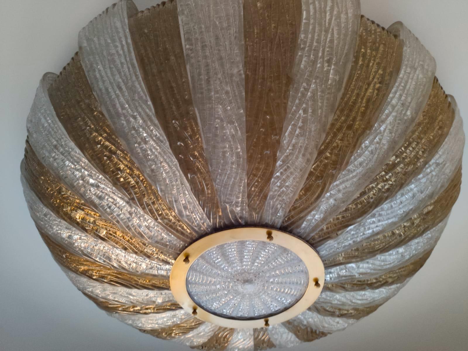 Original Large Ceiling Flush Mount by Barovier & Toso. Murano, 1980s 4
