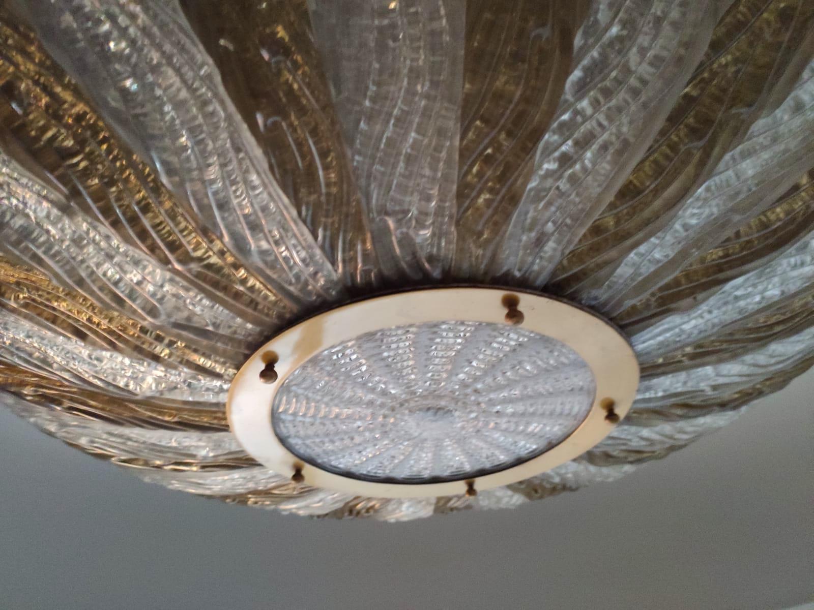 Original Large Ceiling Flush Mount by Barovier & Toso. Murano, 1980s 9