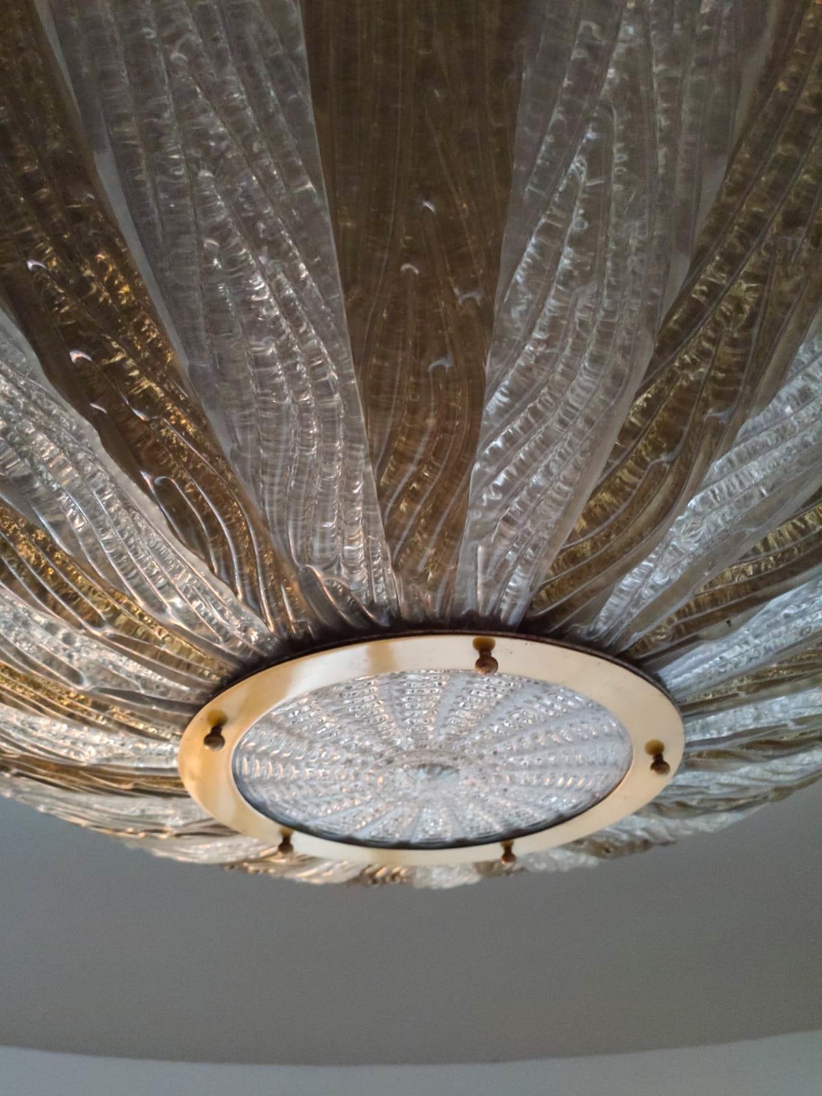 Original Large Ceiling Flush Mount by Barovier & Toso. Murano, 1980s 10