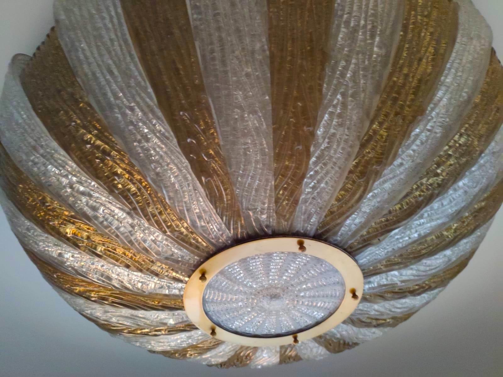 Original Large Ceiling Flush Mount by Barovier & Toso. Murano, 1980s 1