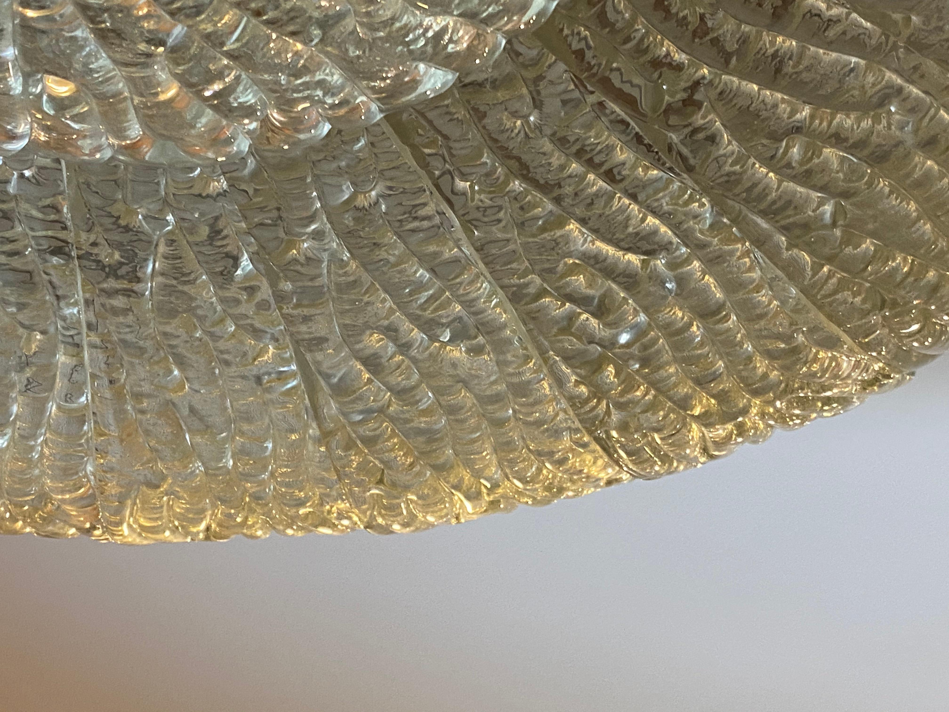 Original Large Ceiling Flush Mount Light by Barovier & Toso, Murano, 1940s For Sale 5