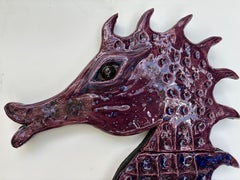 Original Large Ceramic "Seahorse" Wall Sculpture by Florida Artist Rexx Fischer