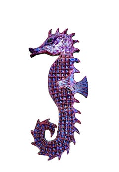 Grande scultura da parete "cavalluccio marino" in ceramica originale dell
artista della Florida Rexx Fischer