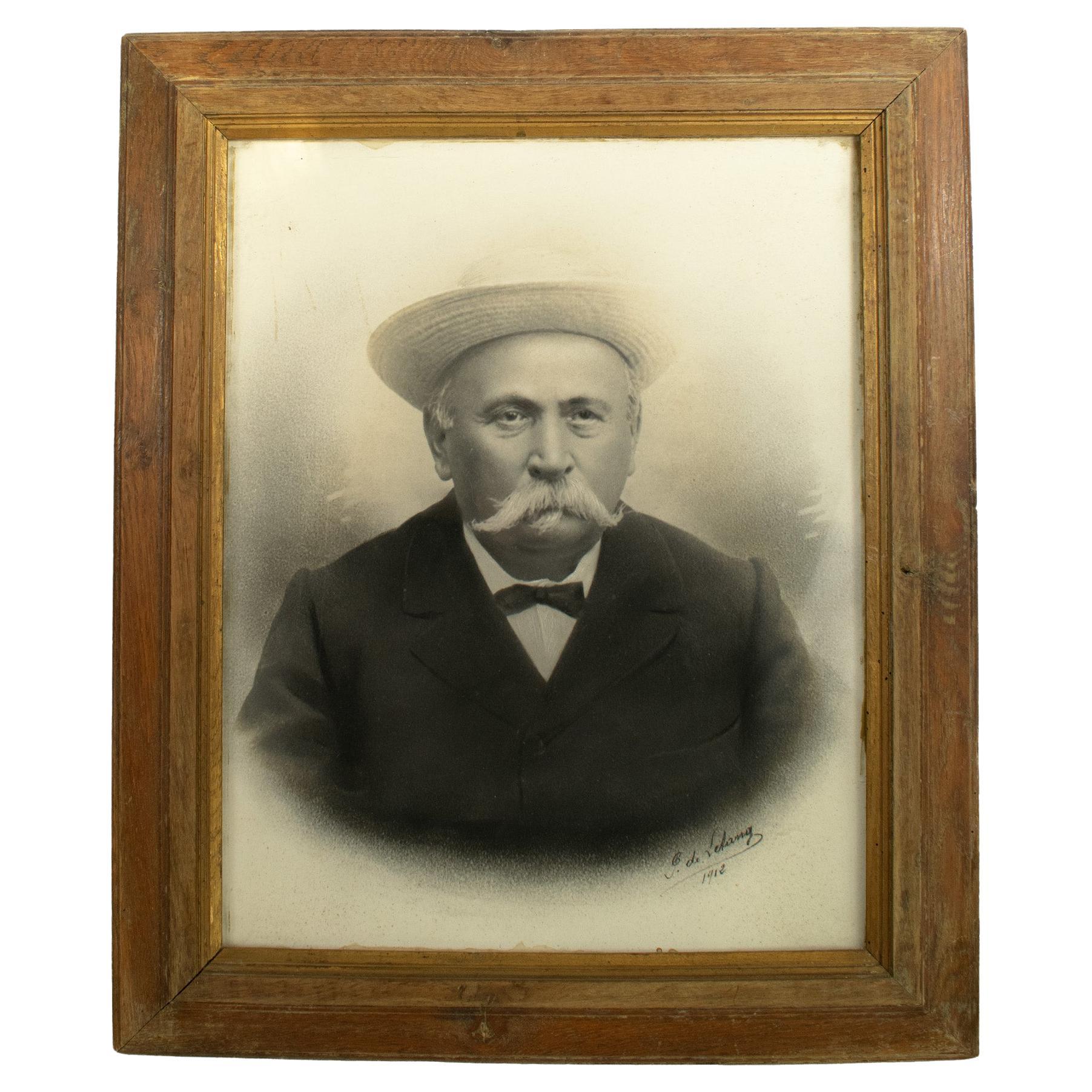 DATED 1912 PORTRAIT PHOTOGRAPH in oak frame - French, signed For Sale