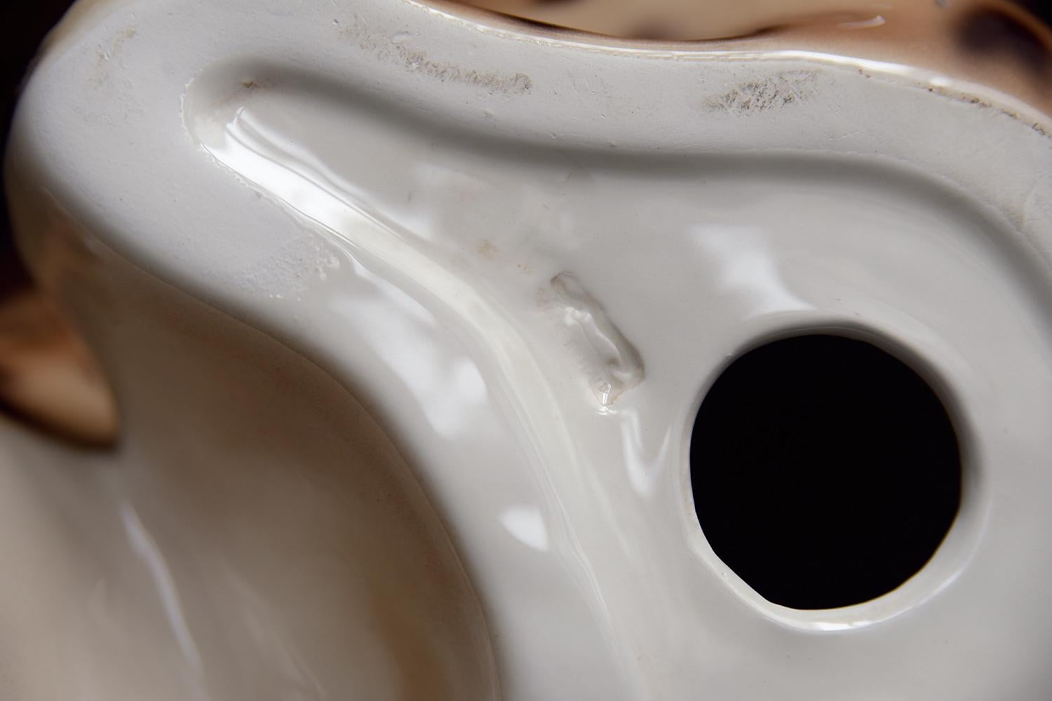Original Large Mid-Century Modern Italian Ceramic Sculpture of a Seating Leopard 3