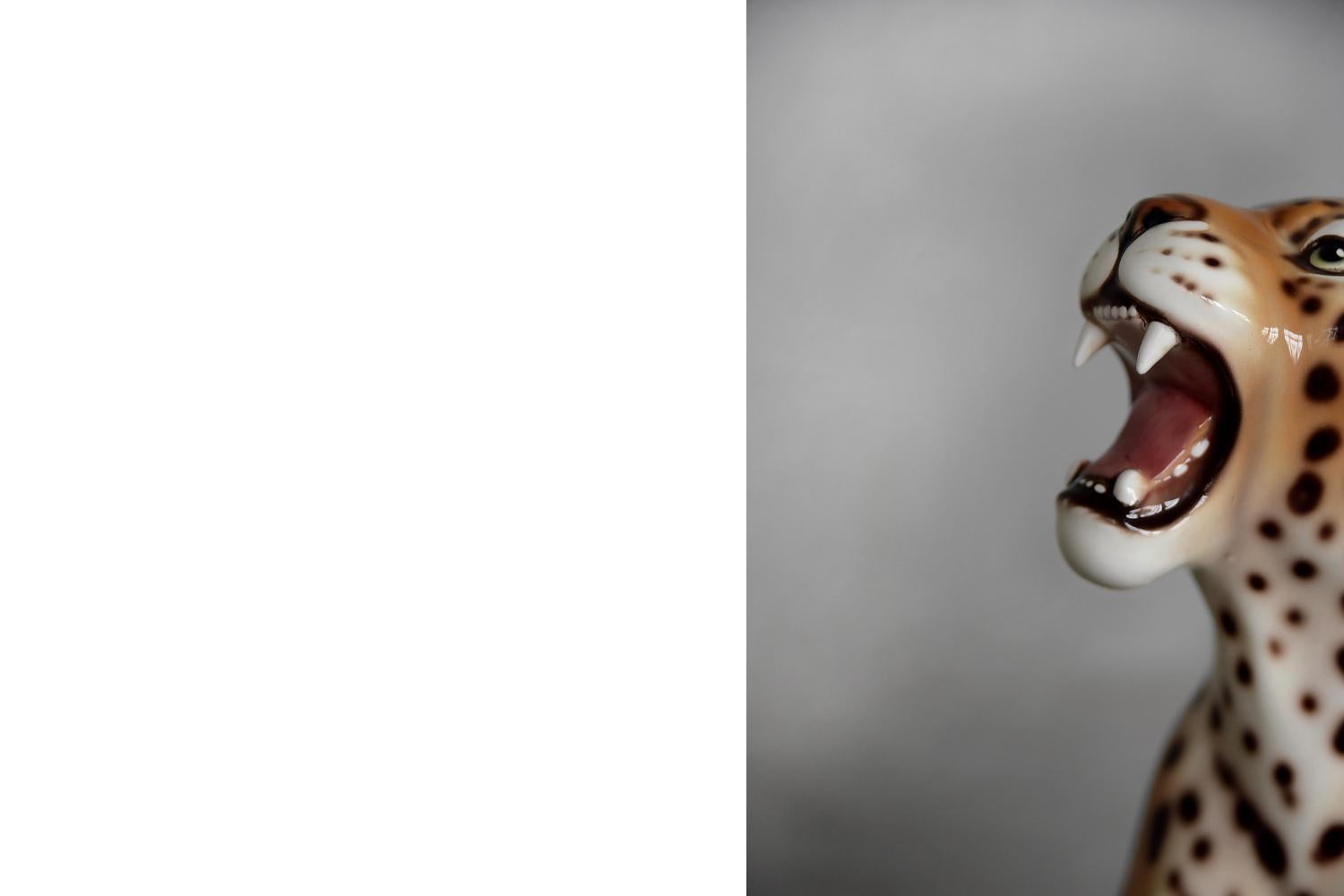 large ceramic leopard statue