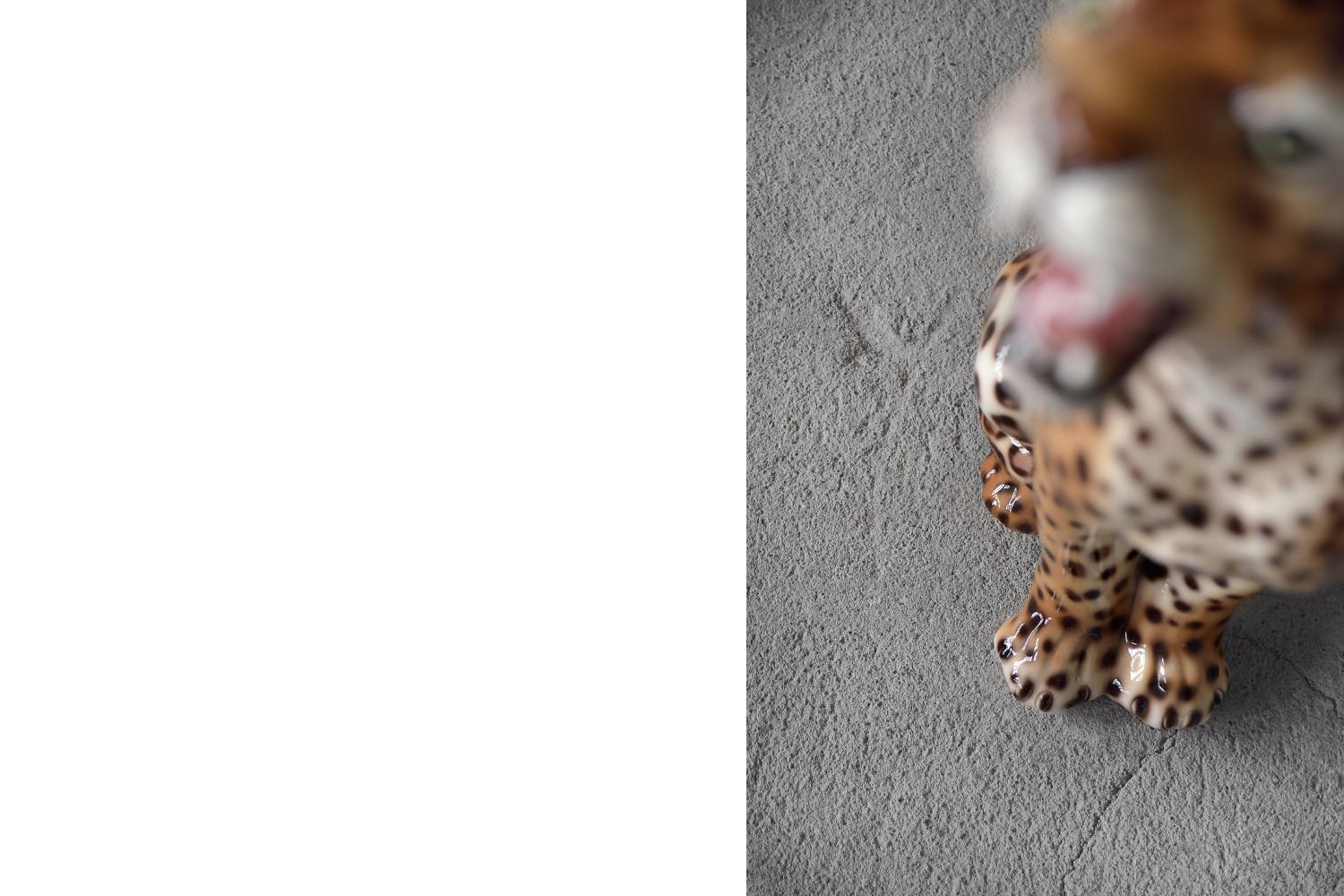 Original Large Mid-Century Modern Italian Ceramic Sculpture of a Seating Leopard 1
