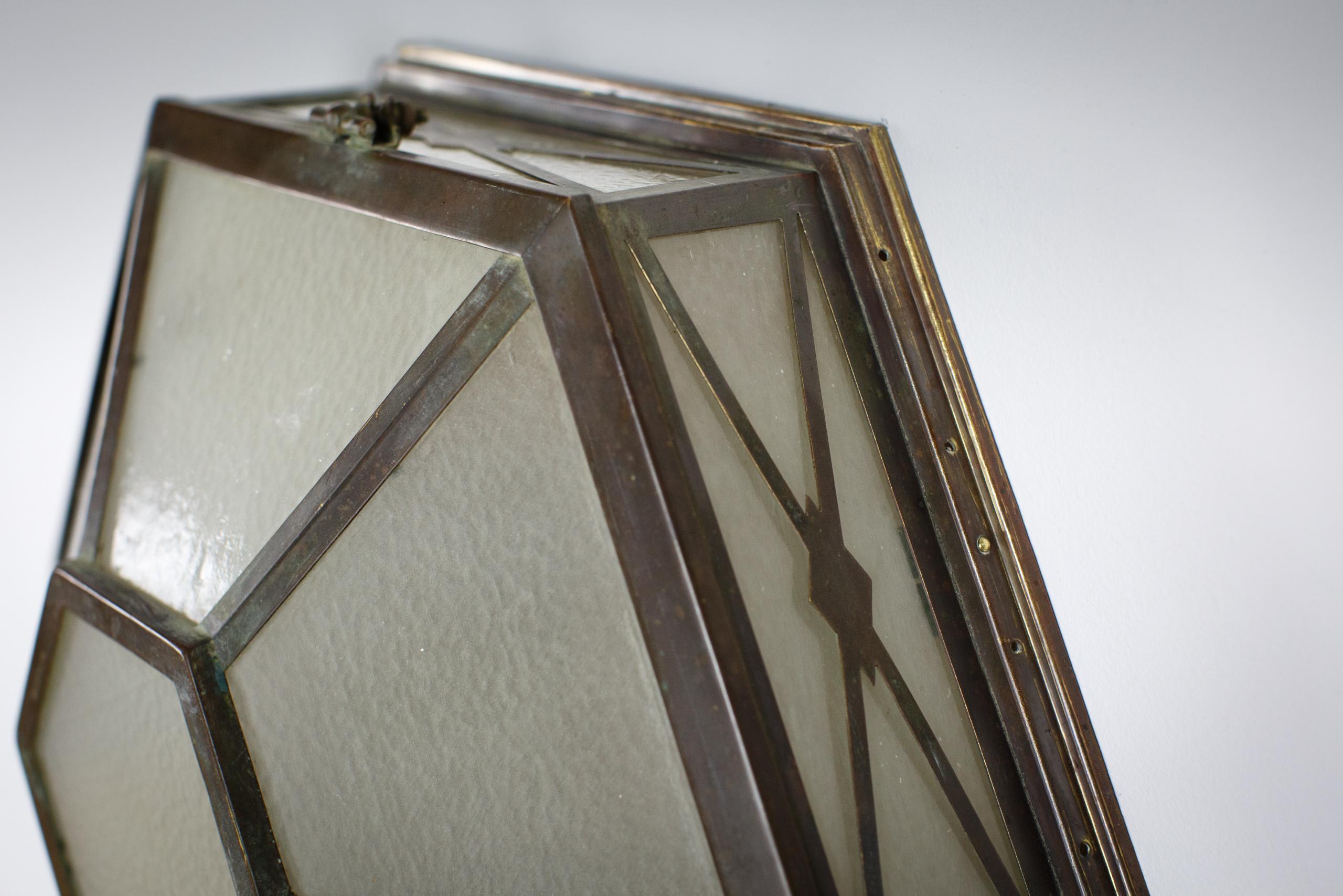 Original große seltene Art Deco Kupfer-Deckenleuchte des frühen 20. im Angebot 6