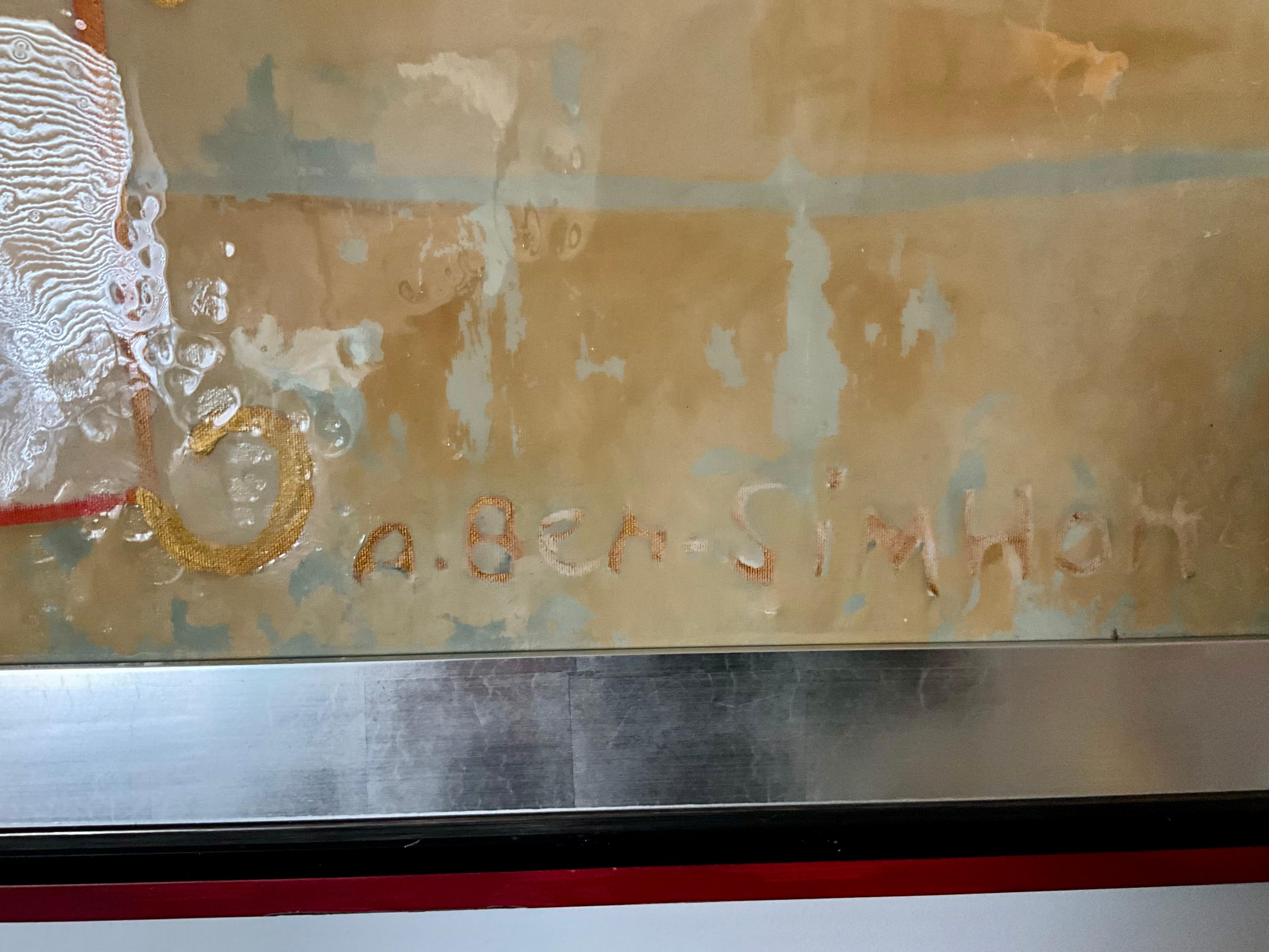 Resina Quadro originale di grandi dimensioni con papavero rosso di Avi Ben Simhon - Olio e resina su tela in vendita