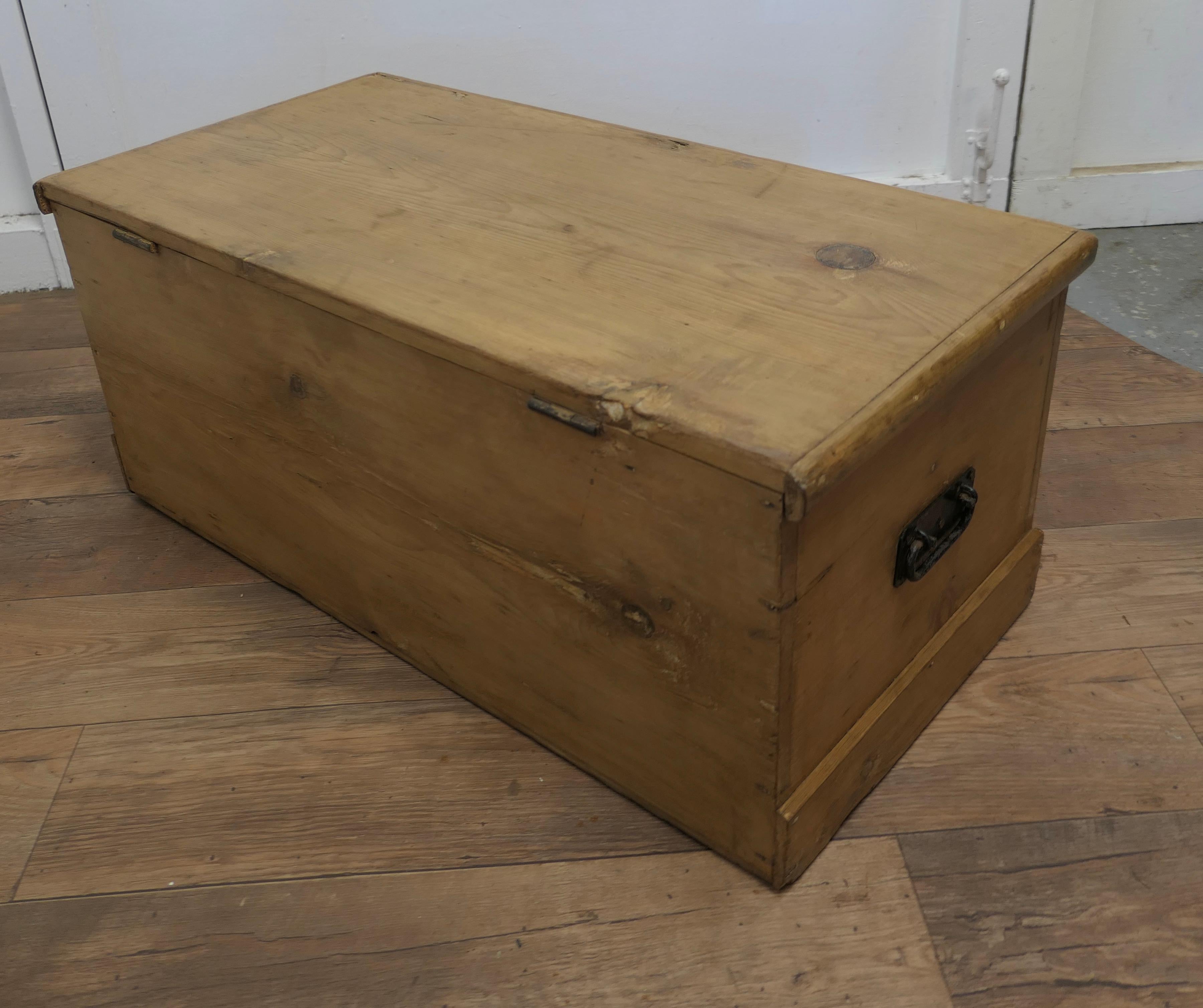 Late 19th Century Original Large Victorian Stripped Pine Blanket Box, or Coffee Table   