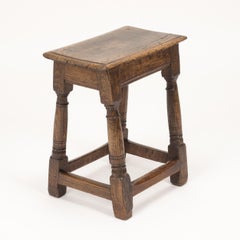 Original Late 17th / Early 18th Century English Oak Joint Stool, c.1680–1720