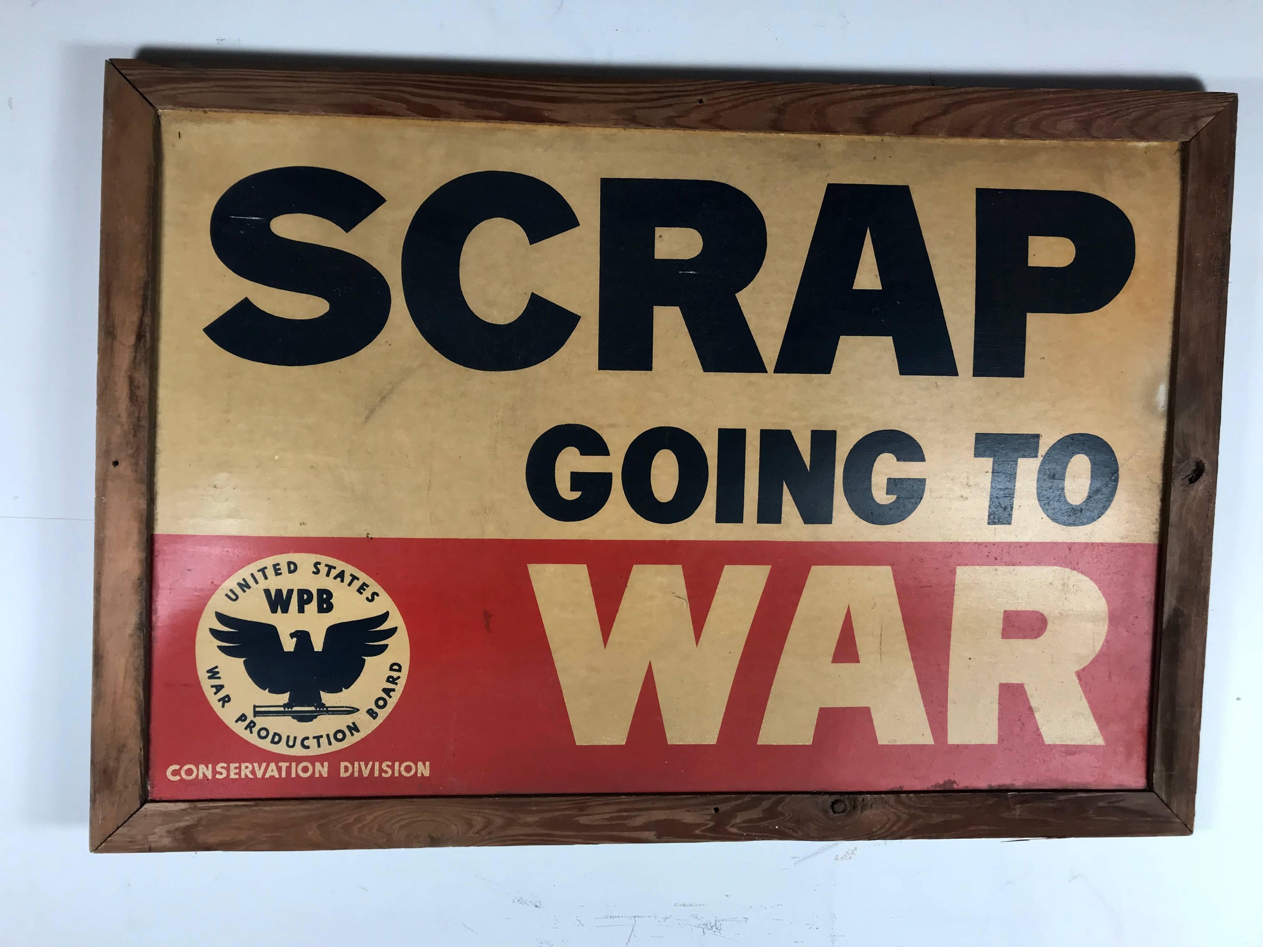 Mid-20th Century Original Late 1930s W.P.A Era War Sign 