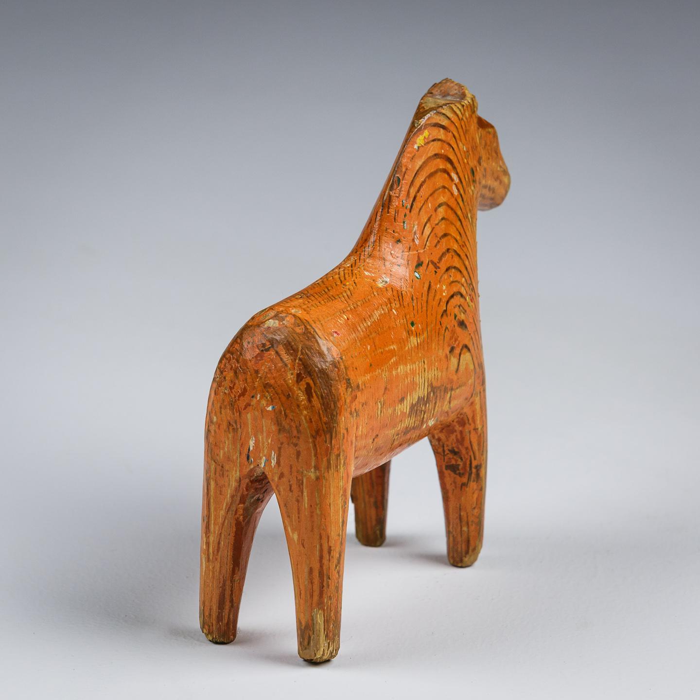 Original Late 19th Century Primitive Carved Wood Dala Horse 6