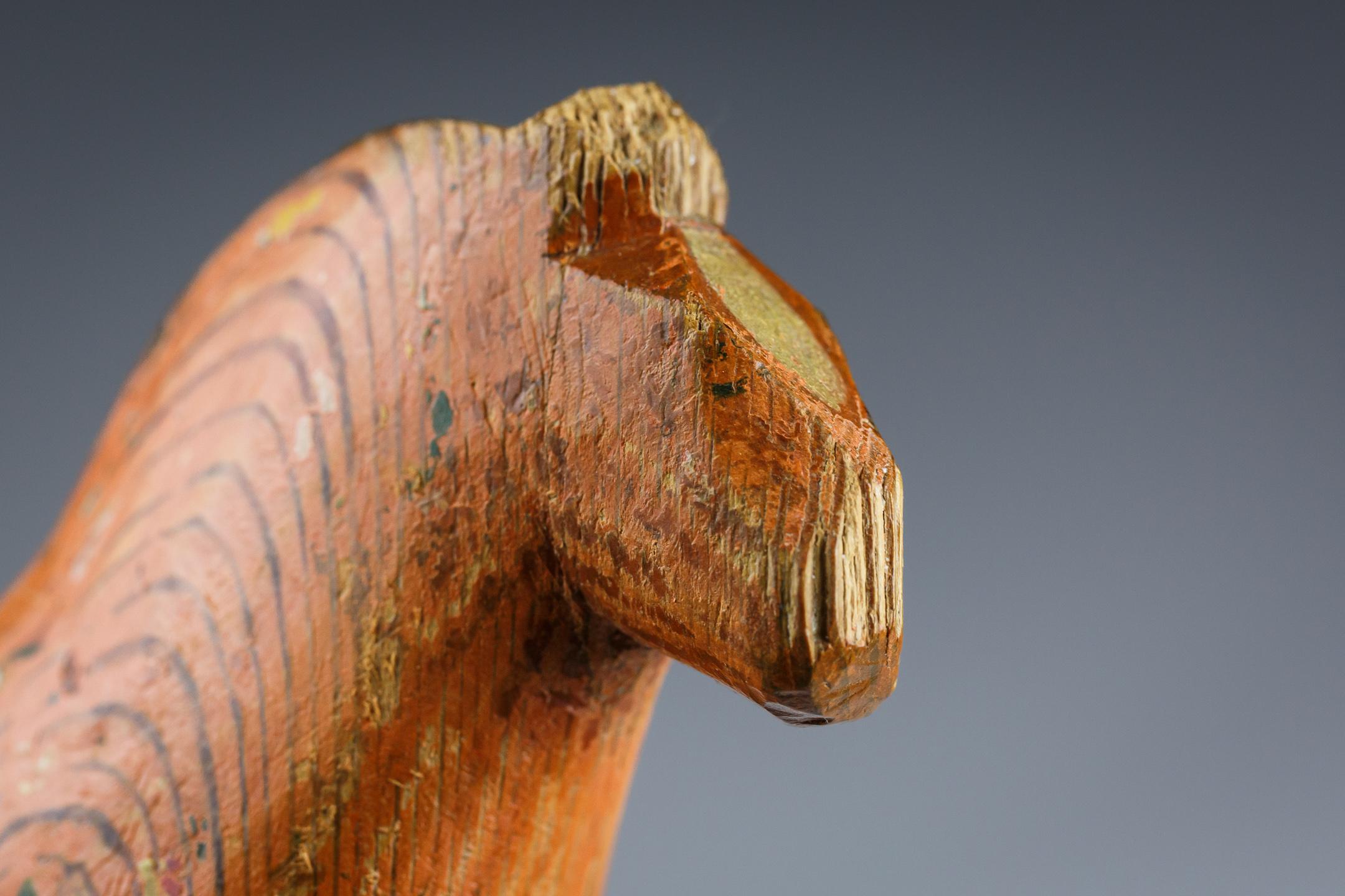 Original Late 19th Century Primitive Carved Wood Dala Horse 8