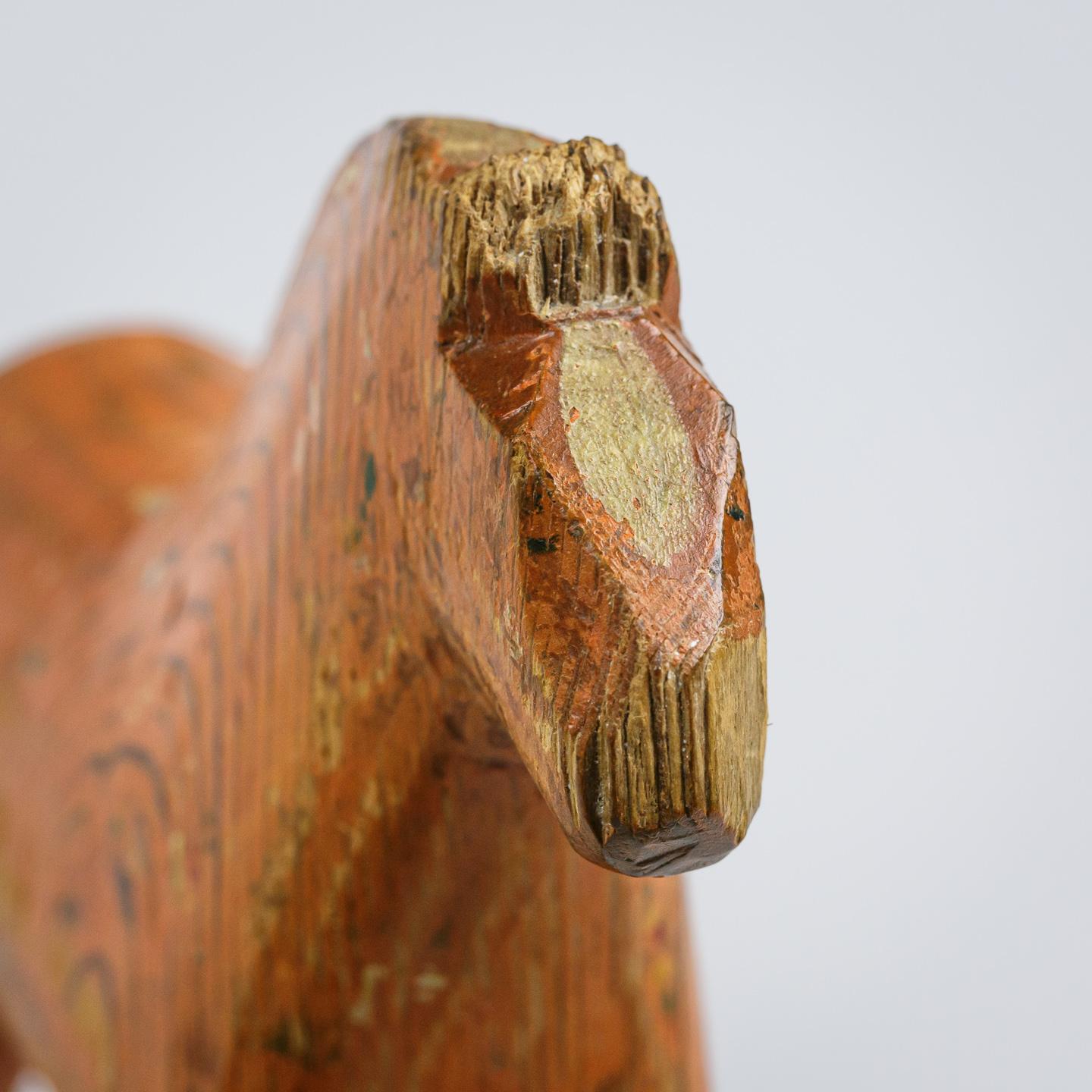 Original Late 19th Century Primitive Carved Wood Dala Horse 12