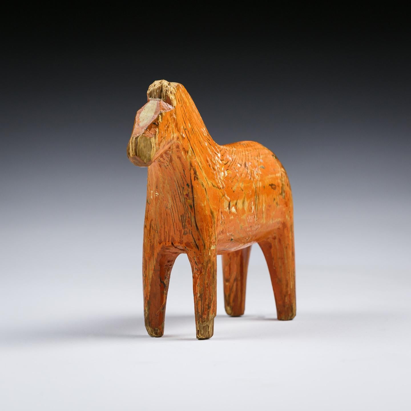 Original Late 19th Century Primitive Carved Wood Dala Horse 1