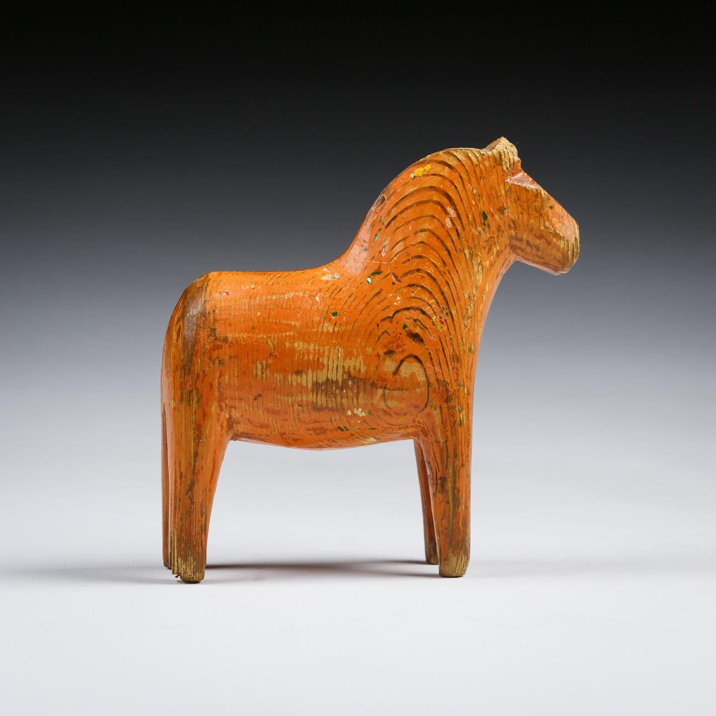 Original Late 19th Century Primitive Carved Wood Dala Horse 3