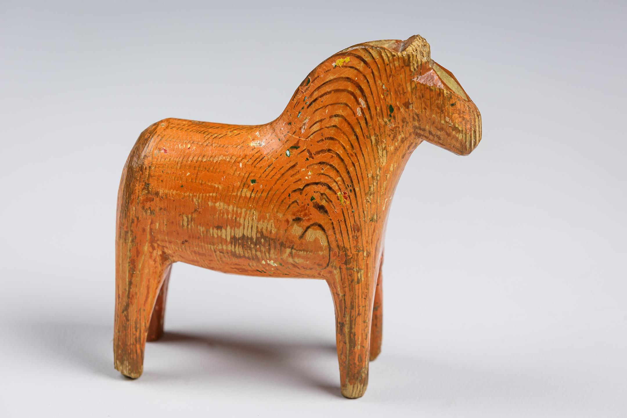 Original Late 19th Century Primitive Carved Wood Dala Horse 4