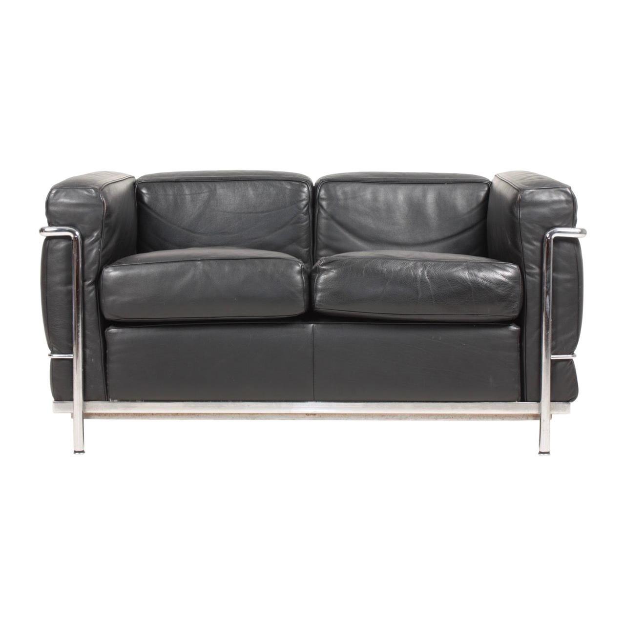 Original 'LC2' Sofa by Le Corbusier, Jeanneret & Perriand for Cassina