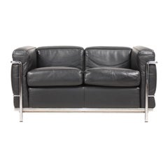 Antique Original 'LC2' Sofa by Le Corbusier, Jeanneret & Perriand for Cassina