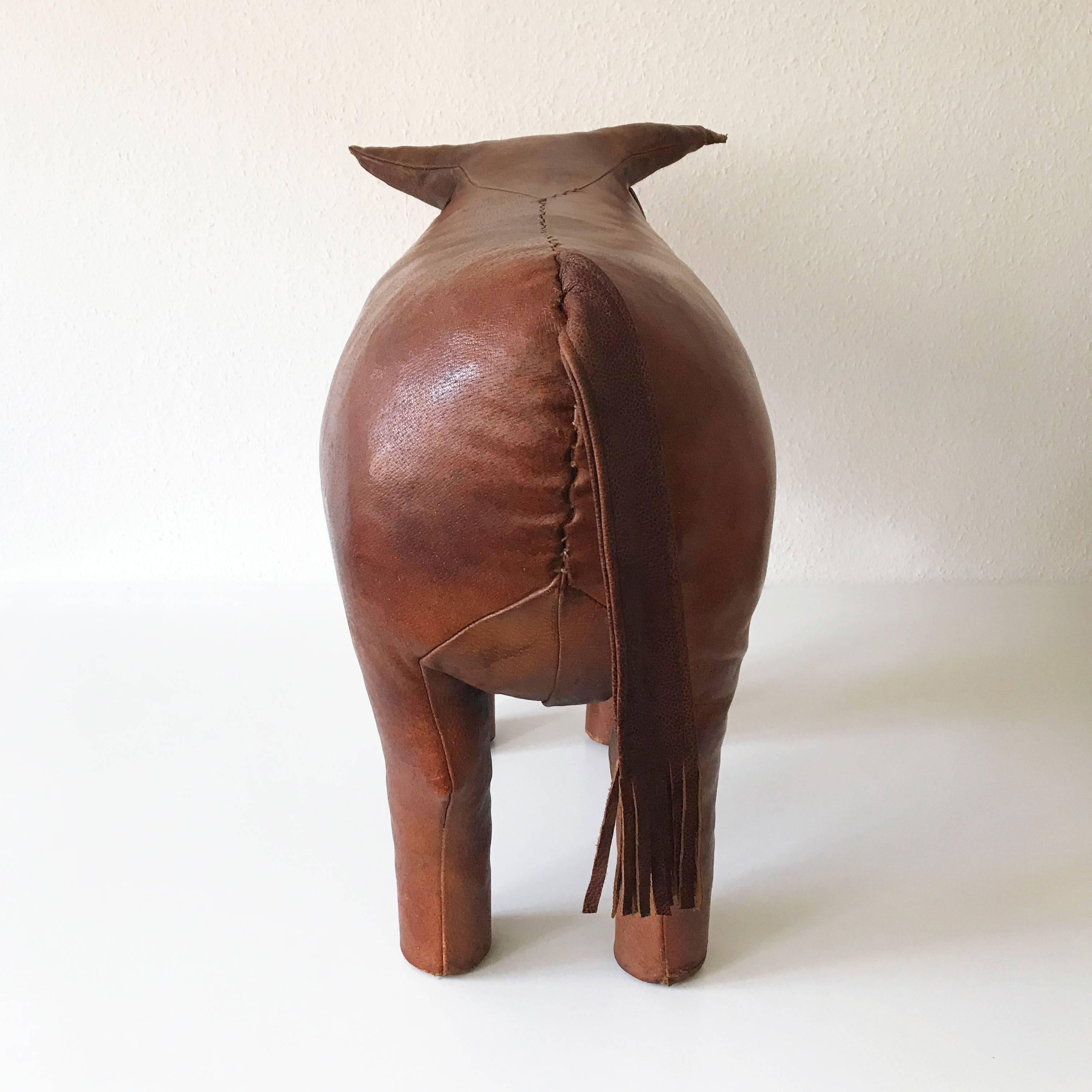 Original Leather Bull Footstool or Ottoman by Dimitri Omersa, 1960s, England 3