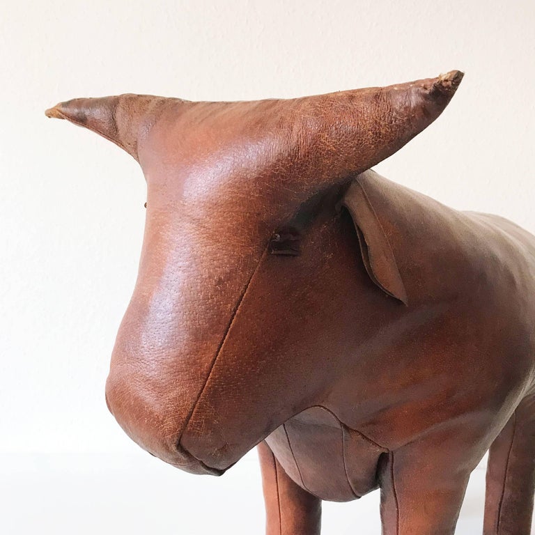 Original Leather Bull Footstool or Ottoman by Dimitri Omersa, 1960s ...